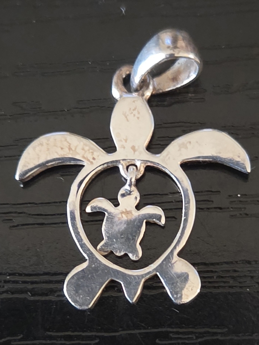 925 Sterling Silver Mother & Baby Sea Turtle Charm Pendant